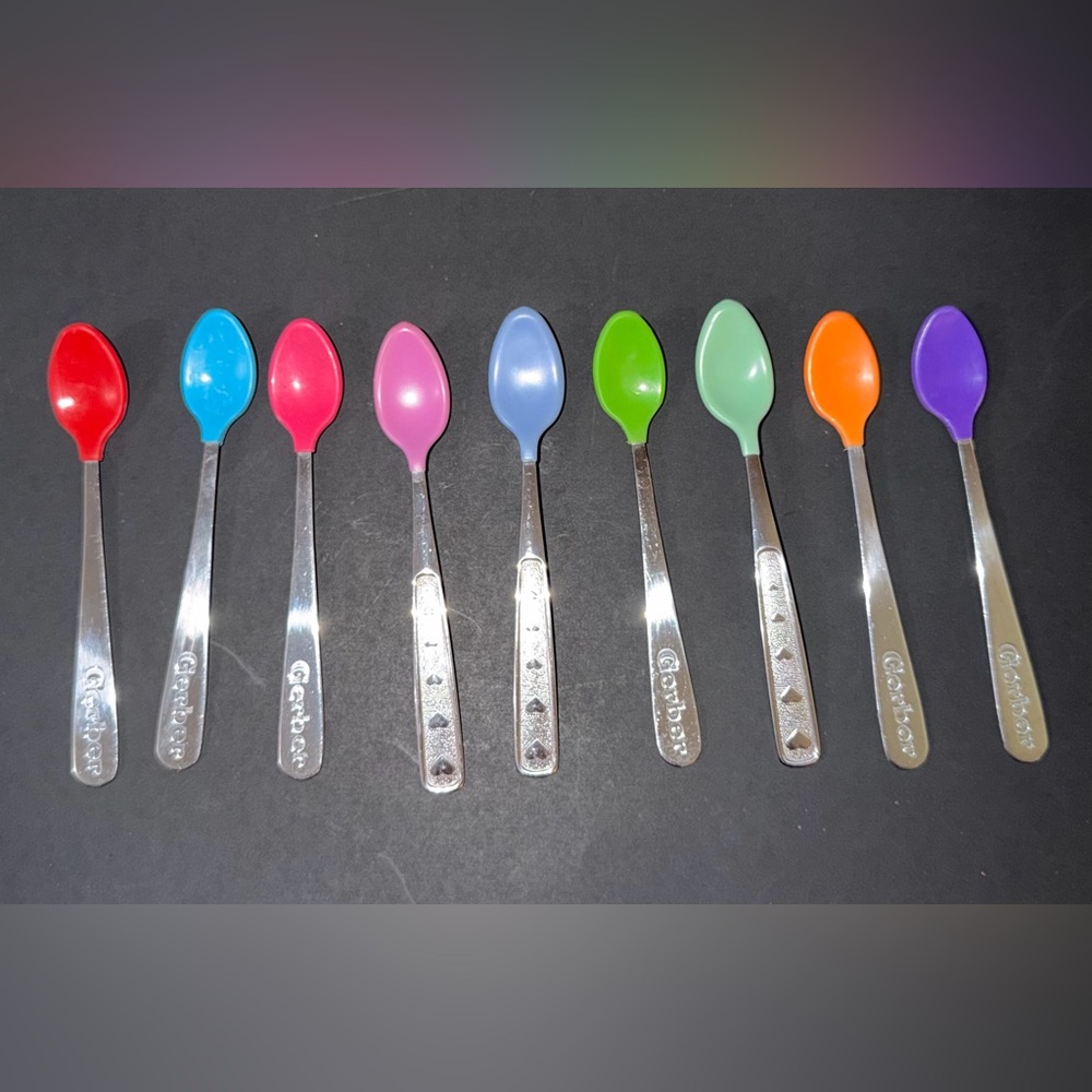 VTG Gerber 80’s & 90’s Baby Spoons Stainless Steel‎ silicone tips Set of 9